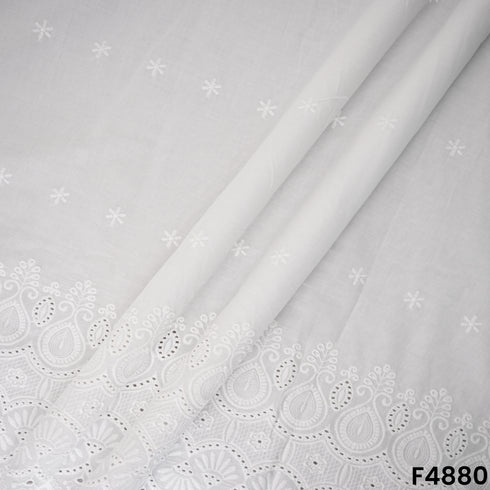 Hakoba Thread Embroidered Cambric Cotton Fabric- F4880